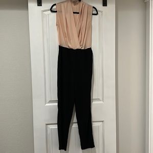 ASOS Nude and Black Contrast Tailored Wrap Front Jumpsuit